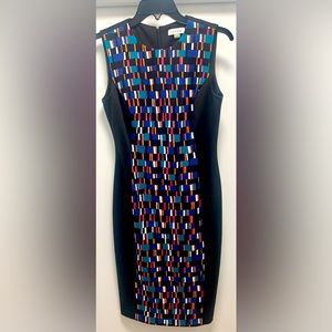 NWOT* Calvin Klein Multicolored Sheath midi dress - Size 4; never worn